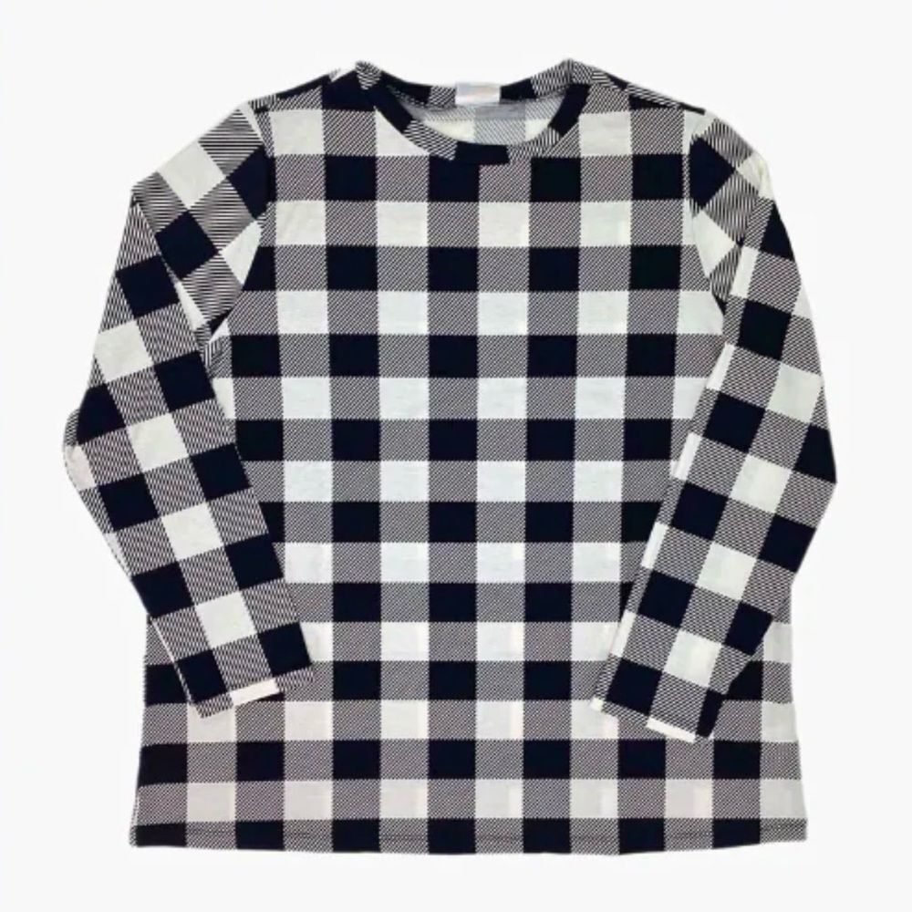 LuLaRoe Sharon Buffalo Plaid Long Sleeve Top Black 2XL NWT IN PACKAGE
